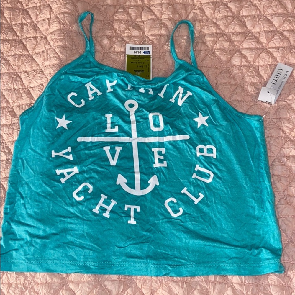 Blue, “Captain Yacht Club” crop top